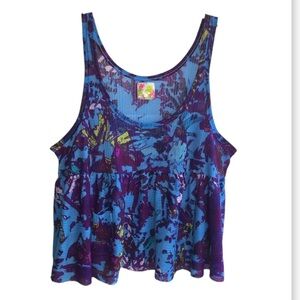 FREE PEOPLE FLORAL BOHO CROPPED SWING TANK TOP SIZE XL